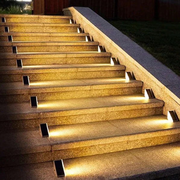 Outdoor Solar Stair Lights – Warm White LED Illumination, Pack of 4 or 10