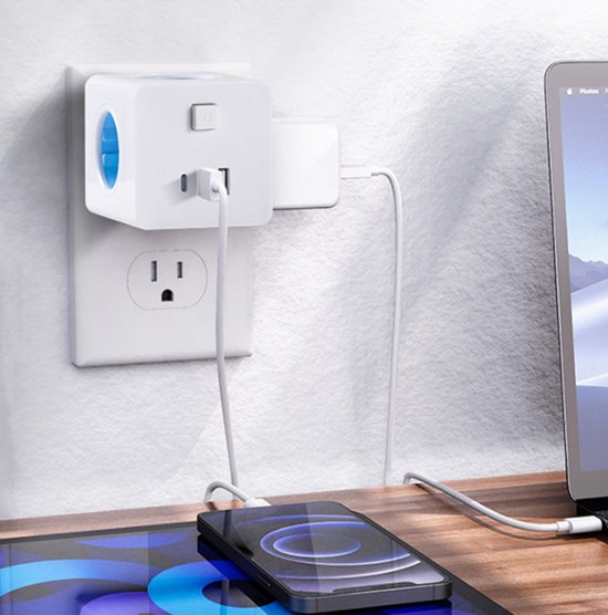 Power Cube Extension with 4 Outlets and USB Charging Ports